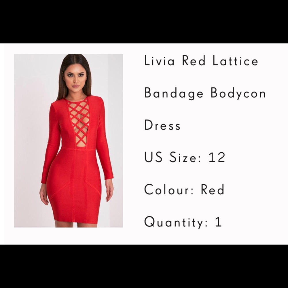 Red cut out front bandage dress